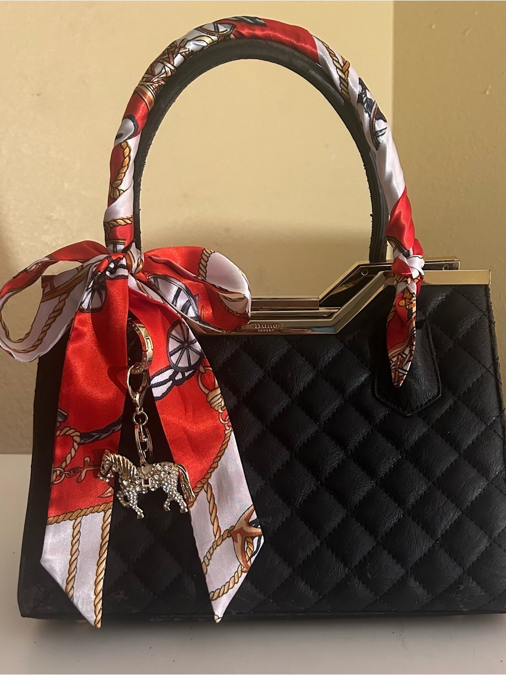 Twilly Women Handbag Purse Neck Tie Headband Bag Scarf 1 Tomato Red Gray… - Picture 7 of 14